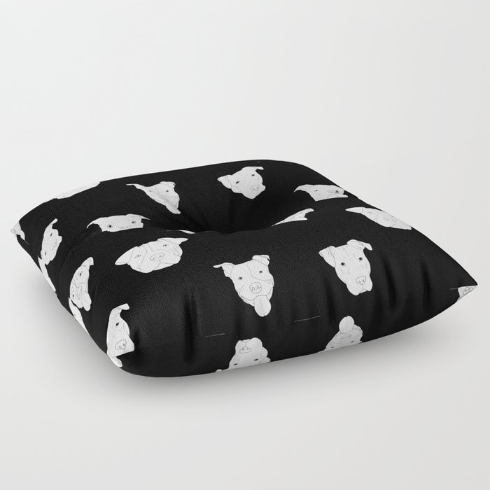 Black pit bull love Floor Pillow