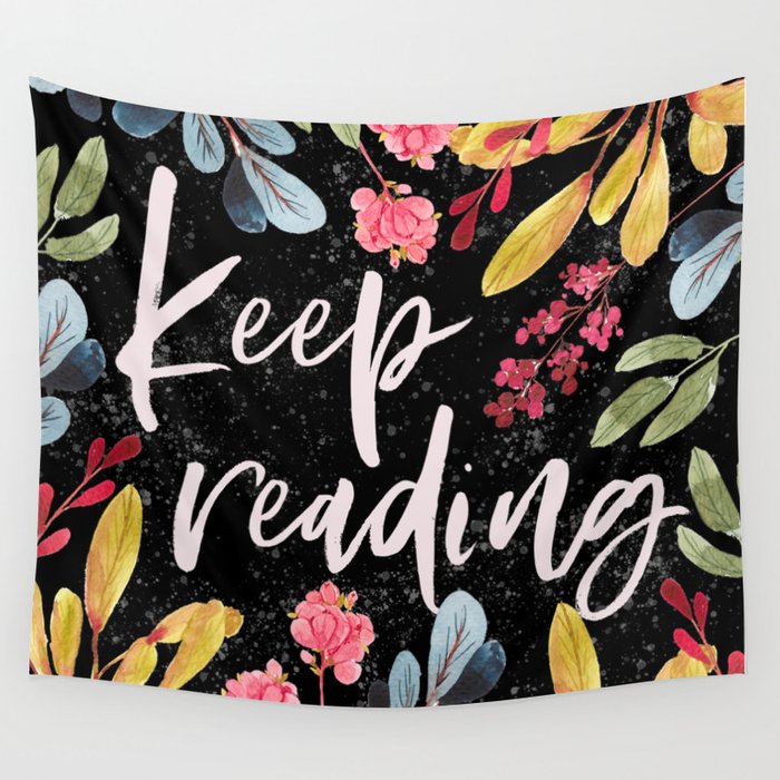 Keep Reading - Black Wall Tapestry