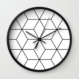 Geometric Cubes Black & White Wall Clock | Bedroominterior, Geometricshapes, Homeimprovement, Livingroomdecor, Greyscale, Timepiece, Bedroomdesign, Black and White, Geometricart, Clockwork 