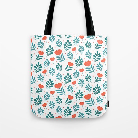 Floral Leaf Pattern Tote Bag
