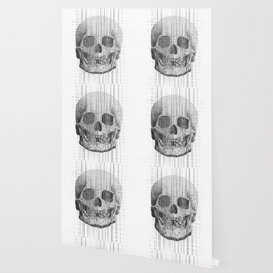 Monochrome Glitch Skull Wallpaper By Madeinthehighlands Society6