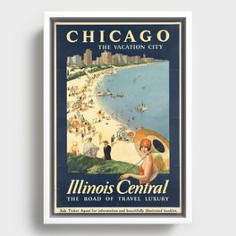 Chicago, The Vacation City - Vintage Poster Framed Canvas