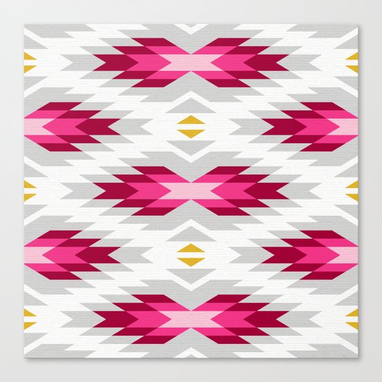 Tribal pattern - grey and pink Canvas Print