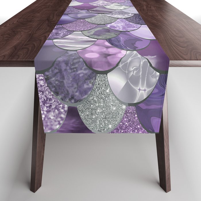 Mermaid Purple and Silver Table Runner by Megan Morris