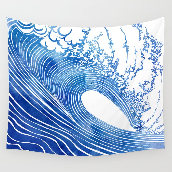 Blue cheap wave tapestry