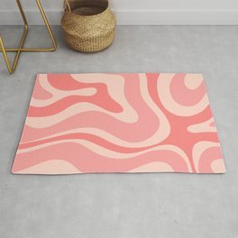 Blush Pink Modern Retro Liquid Swirl Abstract Pattern Square Rug