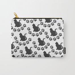 Pattern cats with cat paws black, cats fan, cats lover Carry-All Pouch