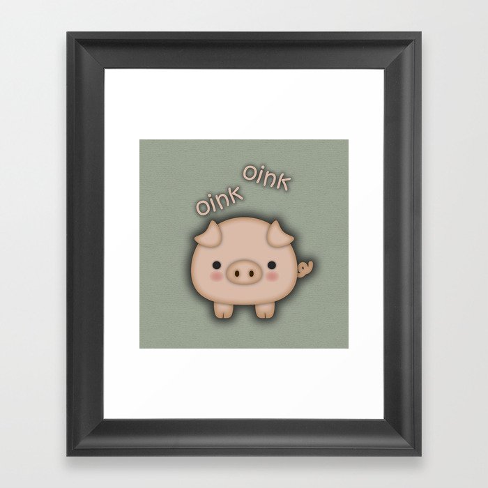 Cute Pink Pig Oink Framed Art Print