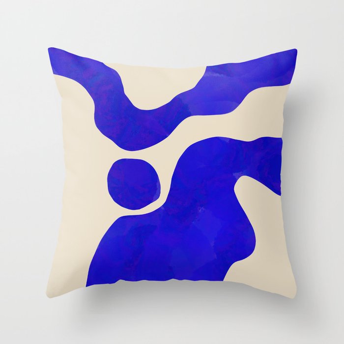 Abstract Linework Study in Indigo Blue Throw Pillow