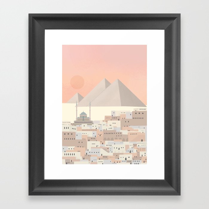 Cairo Sunset Travel Postcard Framed Art Print