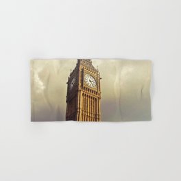 Great Britain Photography - Big Ben Under Gray Rain Clouds Hand & Bath Towel