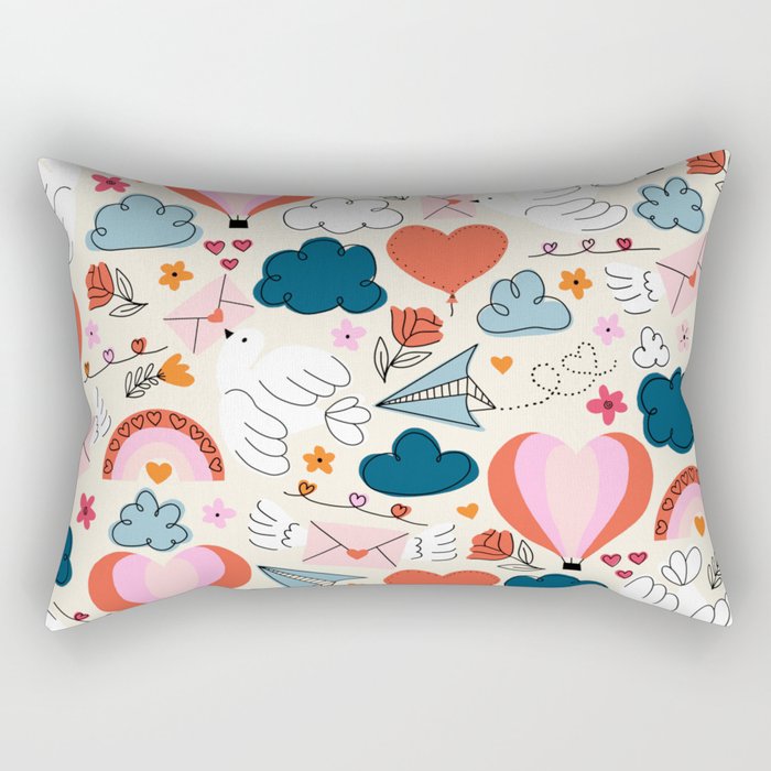 Love Is In The Air Valentines Pattern Rectangular Pillow