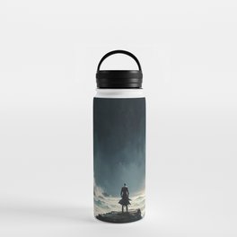 Lonely Man Facing the Ocean Water Bottle