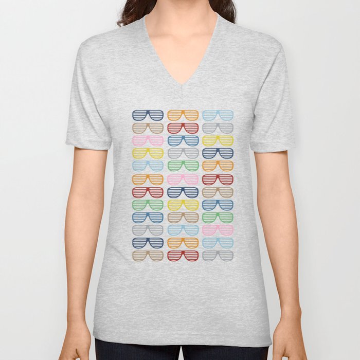 Rainbow Shutter Shades V Neck T Shirt