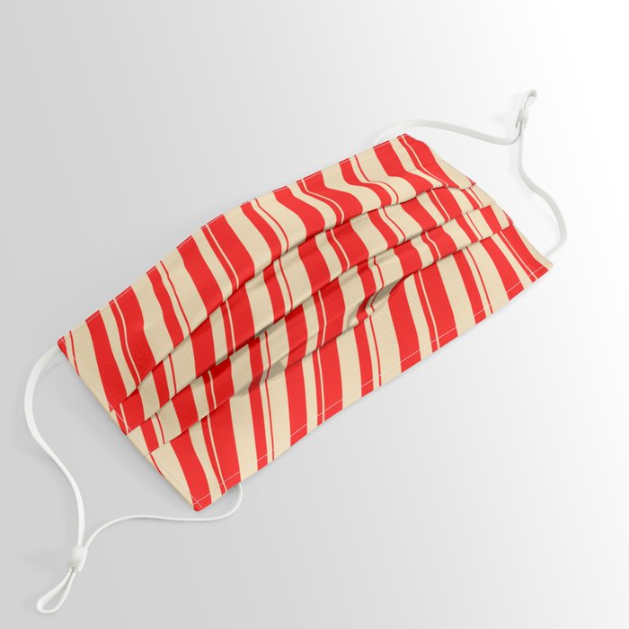 Tan and Red Colored Lines Pattern Face Mask