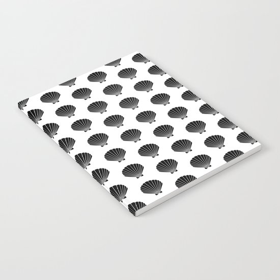 Seashells abstract black and white minimal pattern print painting india ink brushstroke modern art Notebook