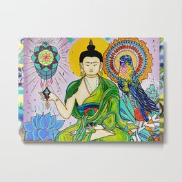 Buddha Freedom Nirvana Metal Print | Fowers, Nature, Popart, Birds, Expressionism, Aerosol, Acrylic, Lotusflower, Buddha, Painting 