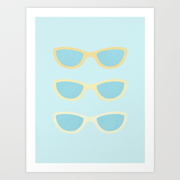Yellow and blue retro sunglasses Art Print