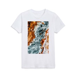 Abstract Aerial Landscape, River Marble, Modern Marble Print, Luxury Geometric Art, Minimal Scandinavian Abstract Pattern Kids T Shirt