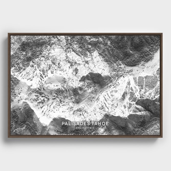 Palisades Tahoe 3D Map Framed Canvas