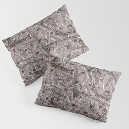 Cracked and scratched grey metal wall  Pillow Sham