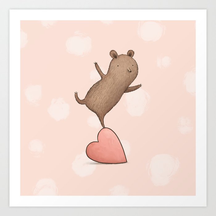Bear on Heart Art Print