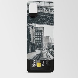 Manhattan Bridge during winter snowstorm in New York City black and white Android Card Case