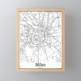 Milan city map Framed Mini Art Print