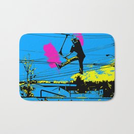 Tailgating - Stunt Scooter Tricks Bath Mat | Scooter, Graphicdesign, Colour, Tailgrab, Scooterriding, Scooterstunts, Scootering, Extremesports, Summersports, Digital 
