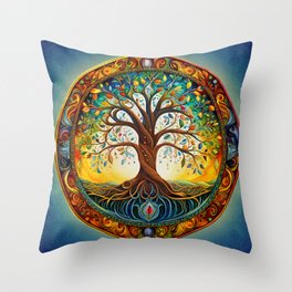 Tree of Life Mandala Throw Pillow