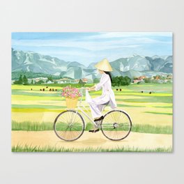 Cycling in Vietnam Canvas Print