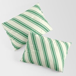 [ Thumbnail: Beige & Sea Green Colored Stripes Pattern Pillow Sham ]