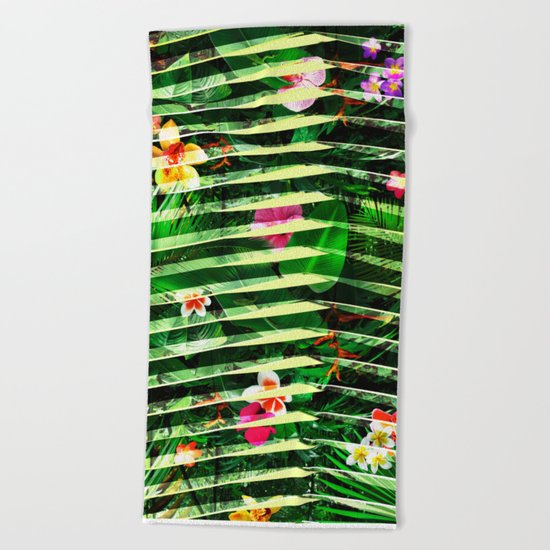 Tropical leaves pattern Beach Towel