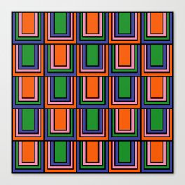 Colorful Retro Geometric Mod Portes Pattern II Orange Pink Green Blue  Canvas Print