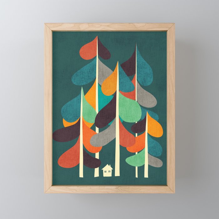 Cabin in the woods Framed Mini Art Print