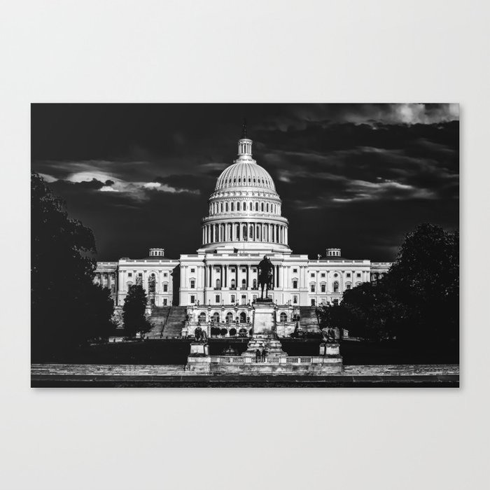 The United States Capitol building in Washington DC black and white Canvas Print