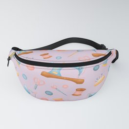 Vintage Sewing Machines and Scissors on Pastel Lilac Purple Fanny Pack