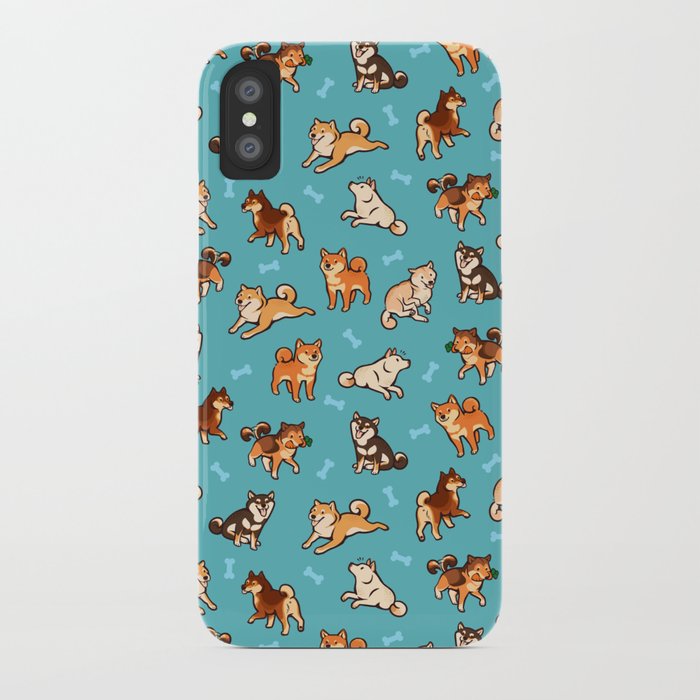 shibas in blue iphone case