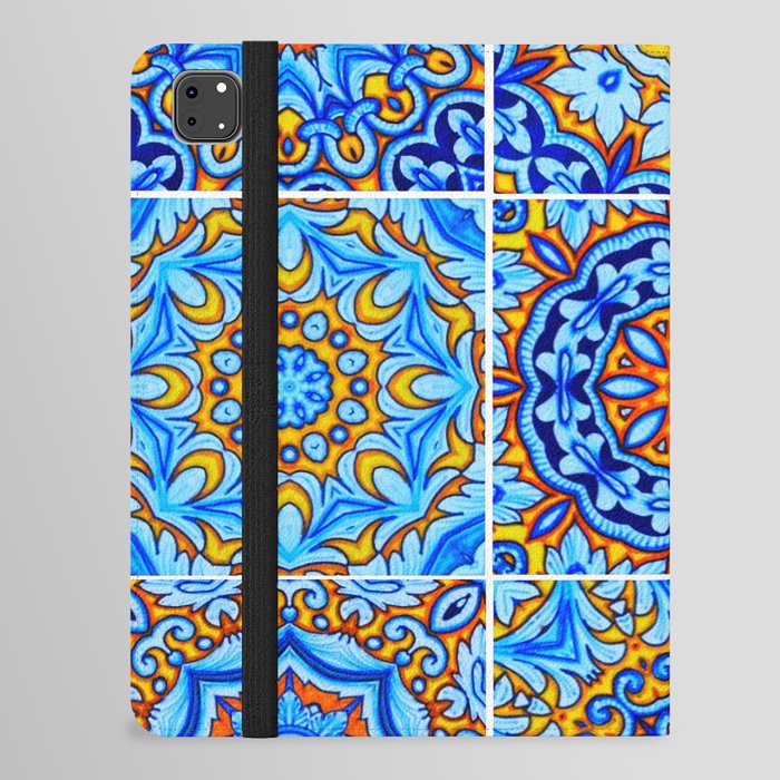Moroccan arabic oriental tile pattern Blue iPad Folio Case
