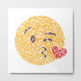 Emoji Calligraphy Art :Face blowing a kiss Metal Print | Digital, Japanese, Shodo, Kiss, Emoji, Callugraphy, Typography, Kanji, Iphone, Painting 