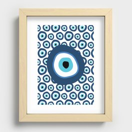 Superimposed Blue Evil Eye Pattern Recessed Framed Print