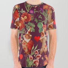 Valentine's Day in the Blooming Rose Garden - Burgundy All Over Graphic Tee