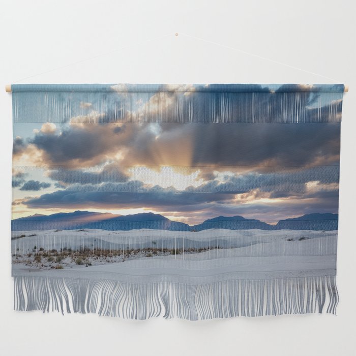 One More Moment - Sunbeams Burst From Clouds Over White Sands New Mexico Wall Hanging