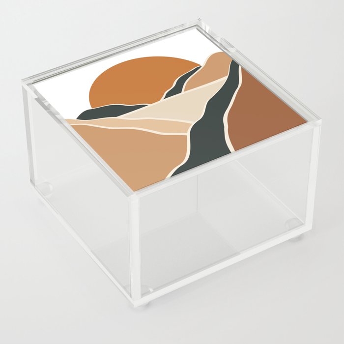 Landscape Mountains Illustration Acrylic Box