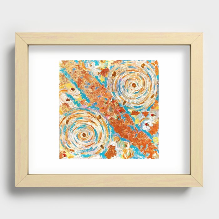 Copper Space Spiral with Crystals and Gems Recessed Framed Print