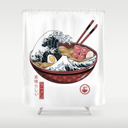 Great Ramen Wave White Shower Curtain