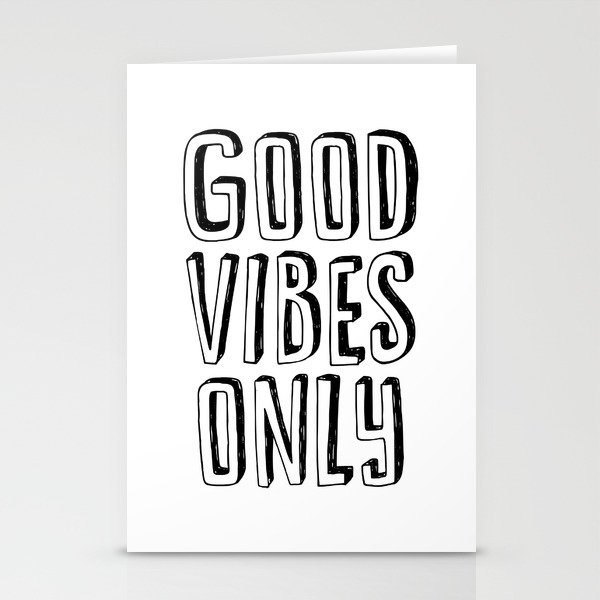 Good Vibes Only black-white contemporary minimalist typography poster home wall decor bedroom Stationery Cards