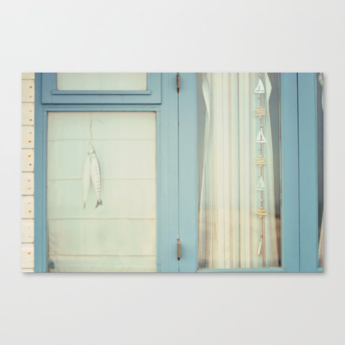 Beach Hut window - blue Canvas Print