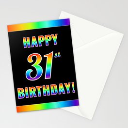 [ Thumbnail: Fun, Colorful, Rainbow Spectrum “HAPPY 31st BIRTHDAY!” Stationery Cards ]