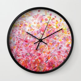 Love Song / Red and Pink Abstract Painting / Expressionist Circles / Vertical Ombre Colorful Bubbles Wall Clock
